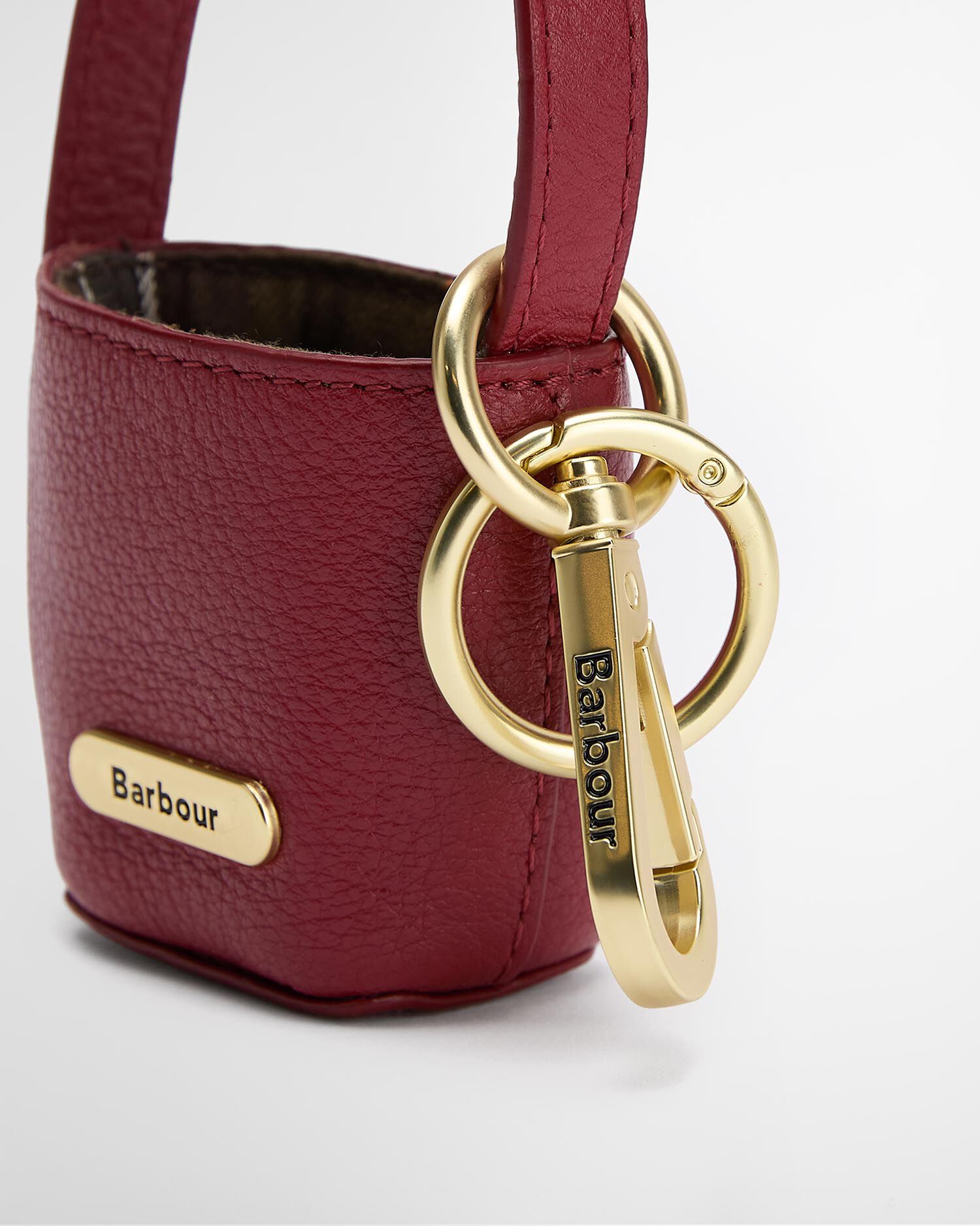 Leather Bucket Bag Charm Red