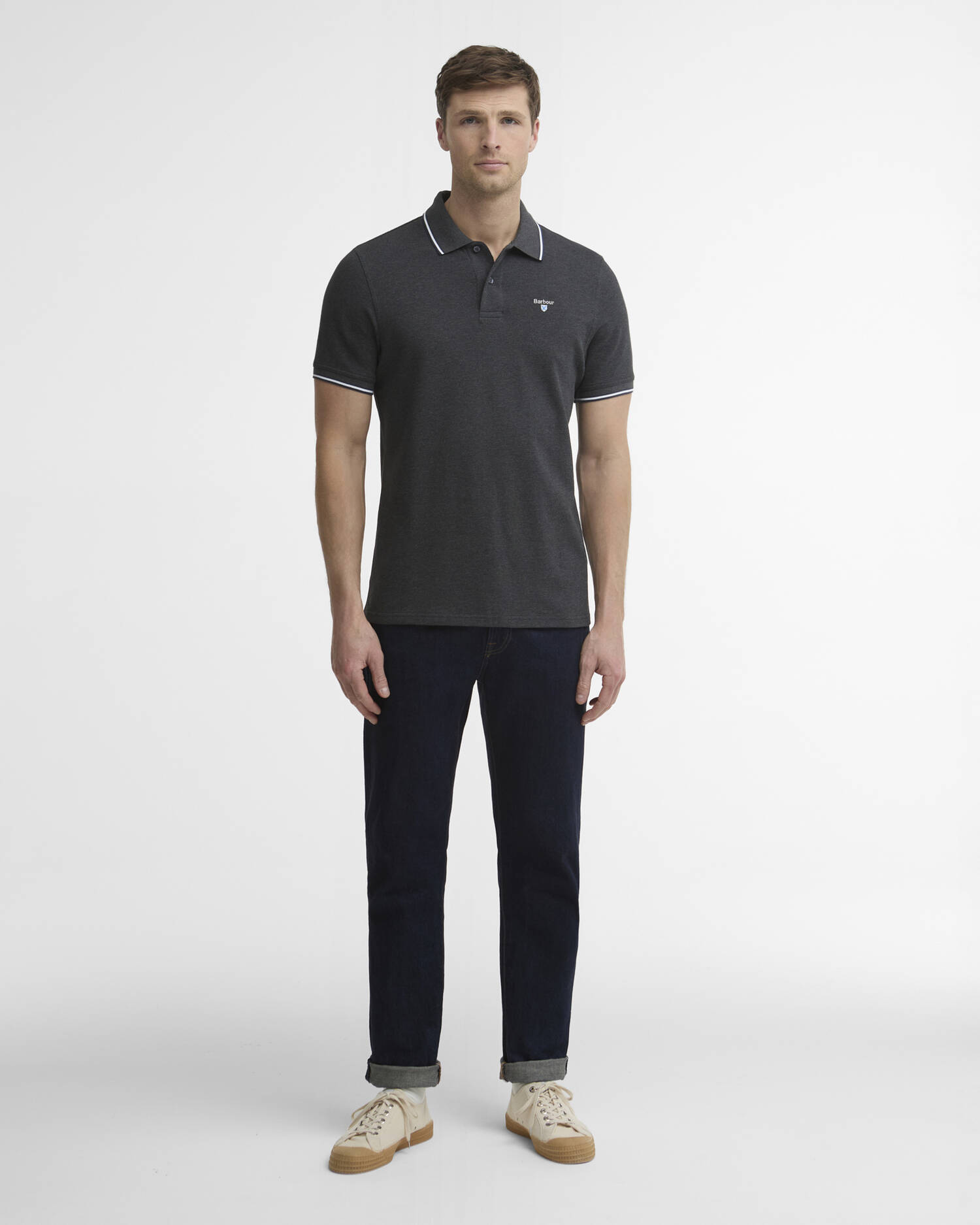 Fielding Tailored Short-Sleeved Polo Shirt Charcoal image number 1