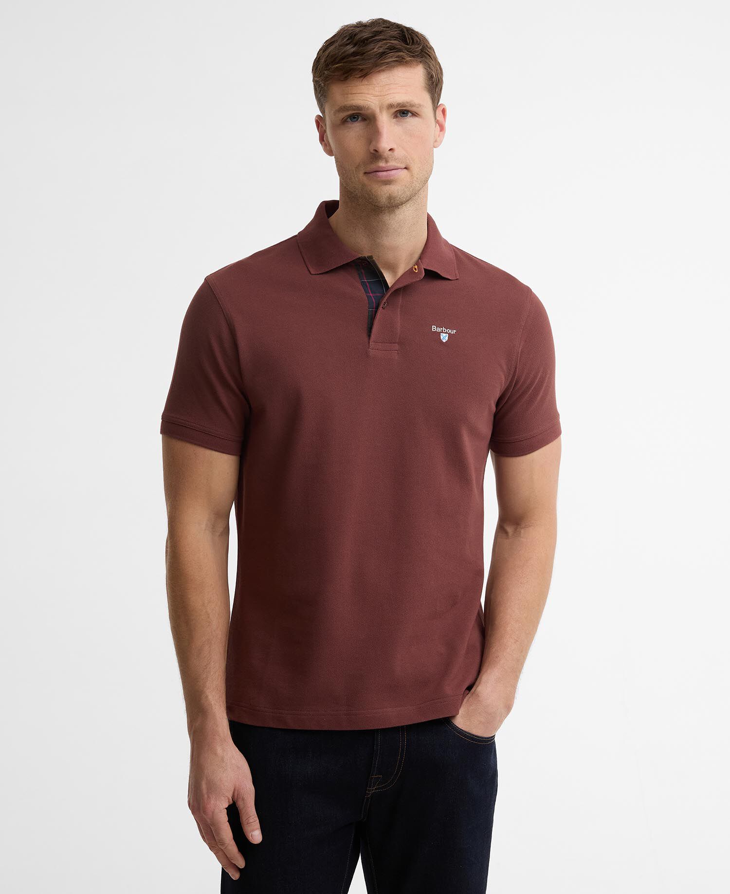 Tartan Pique Polo Shirt Burnt Pepper