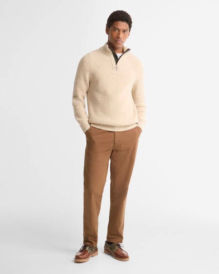 Essentials Fleck Wool Half-Zip Jumper Pearl