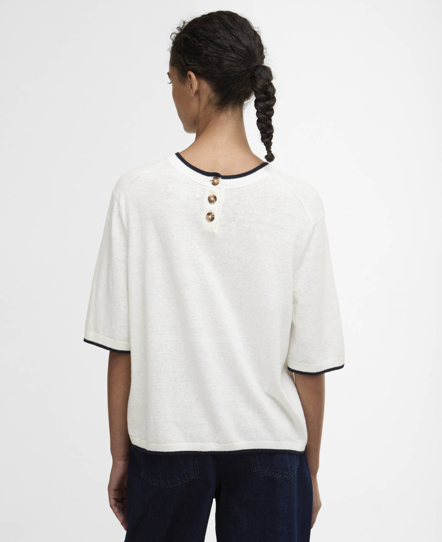 Verona Knitted T-Shirt Cloud/Dark Navy image number 2
