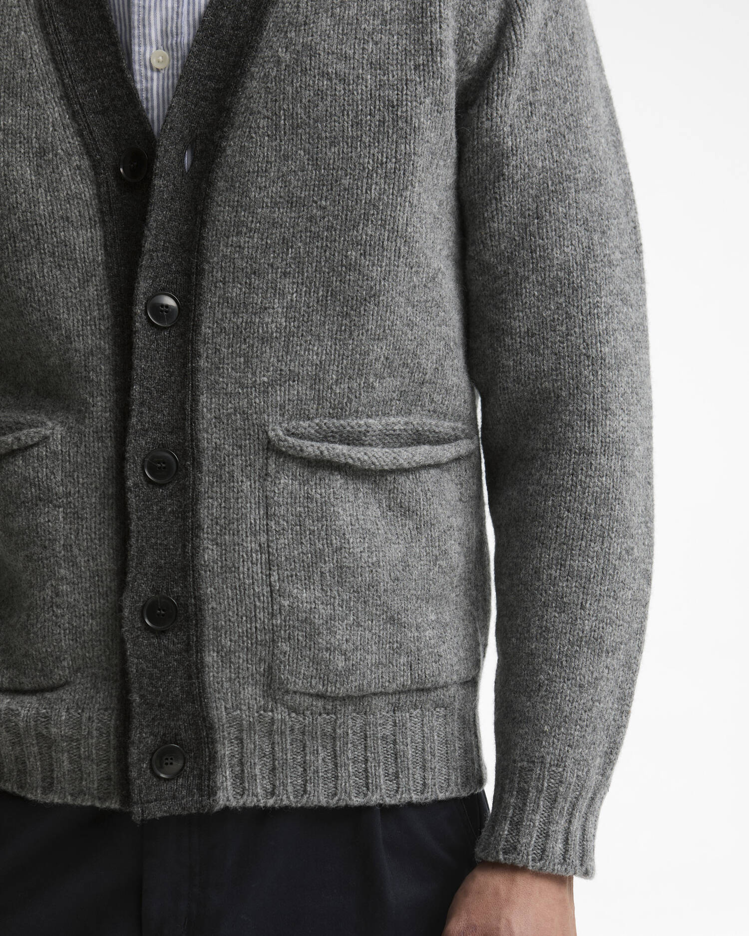Scottish Made Wool Cardigan Grey Marl image number 3