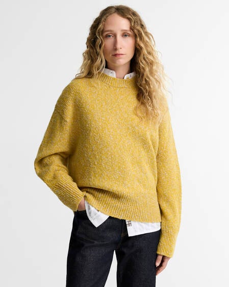Scottish Made Chester Wool Crew Neck Jumper Mustard