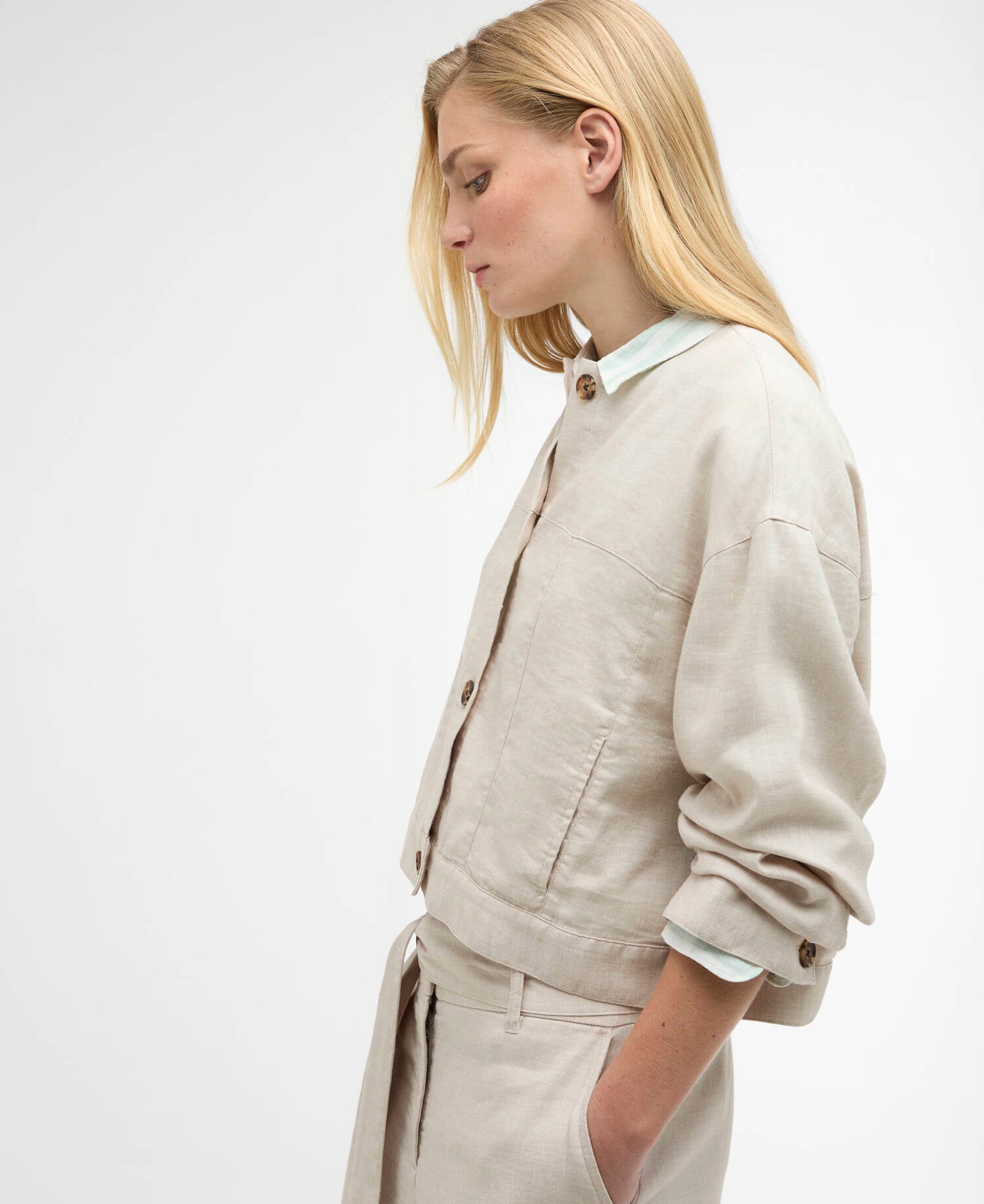 Gabby Collarless Overshirt Mist image number 3