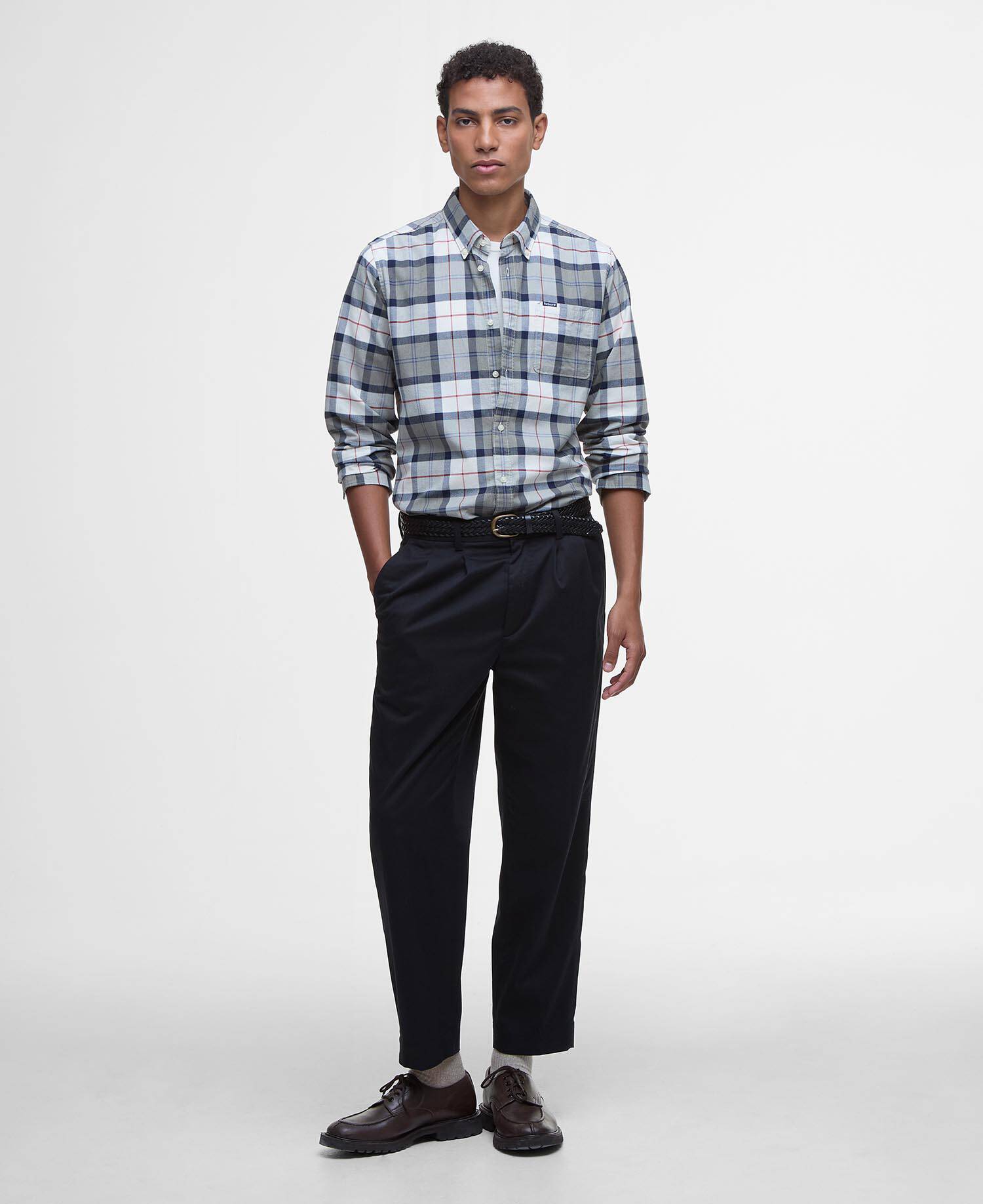 Lewis Tailored Long-Sleeved Shirt Bleached Pine Tartan image number 1