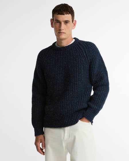 Barbour Wollpullover Scottish Made Donegal Rundhalsausschnitt Navy