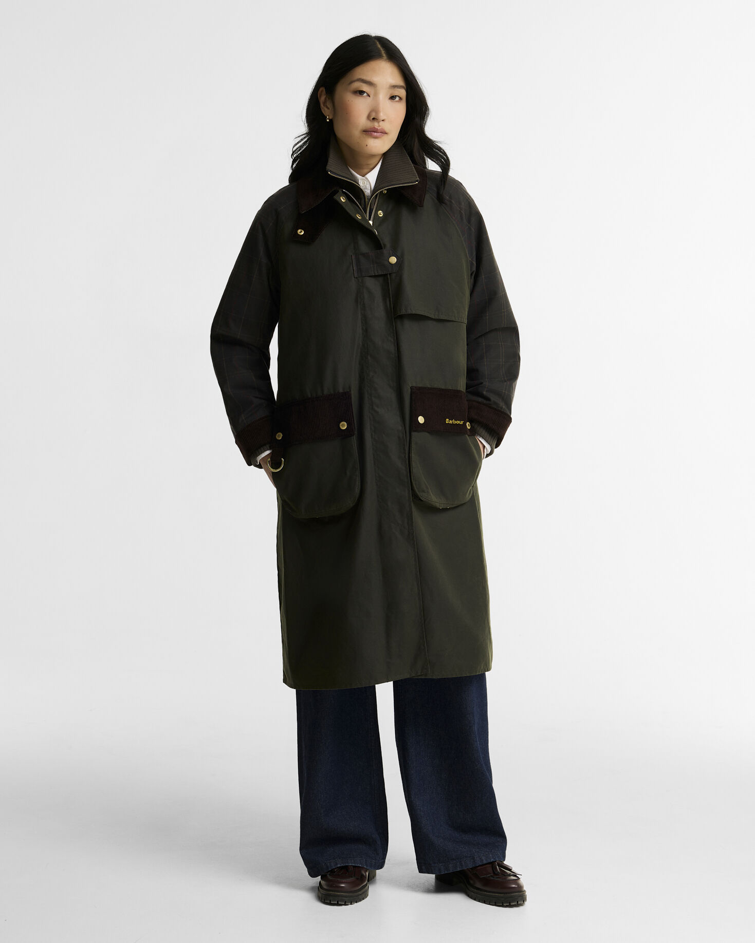 Barbour Wachsjacke Kirklees Checked Fern/Classic/Shadow Classic