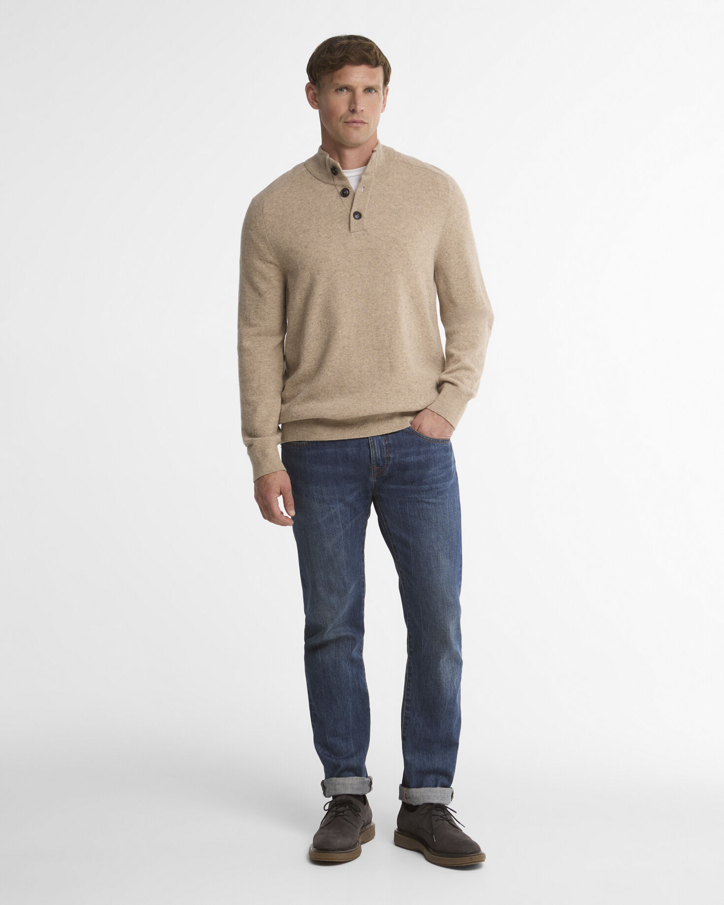 Briggs Half-Button Jumper Military Brown