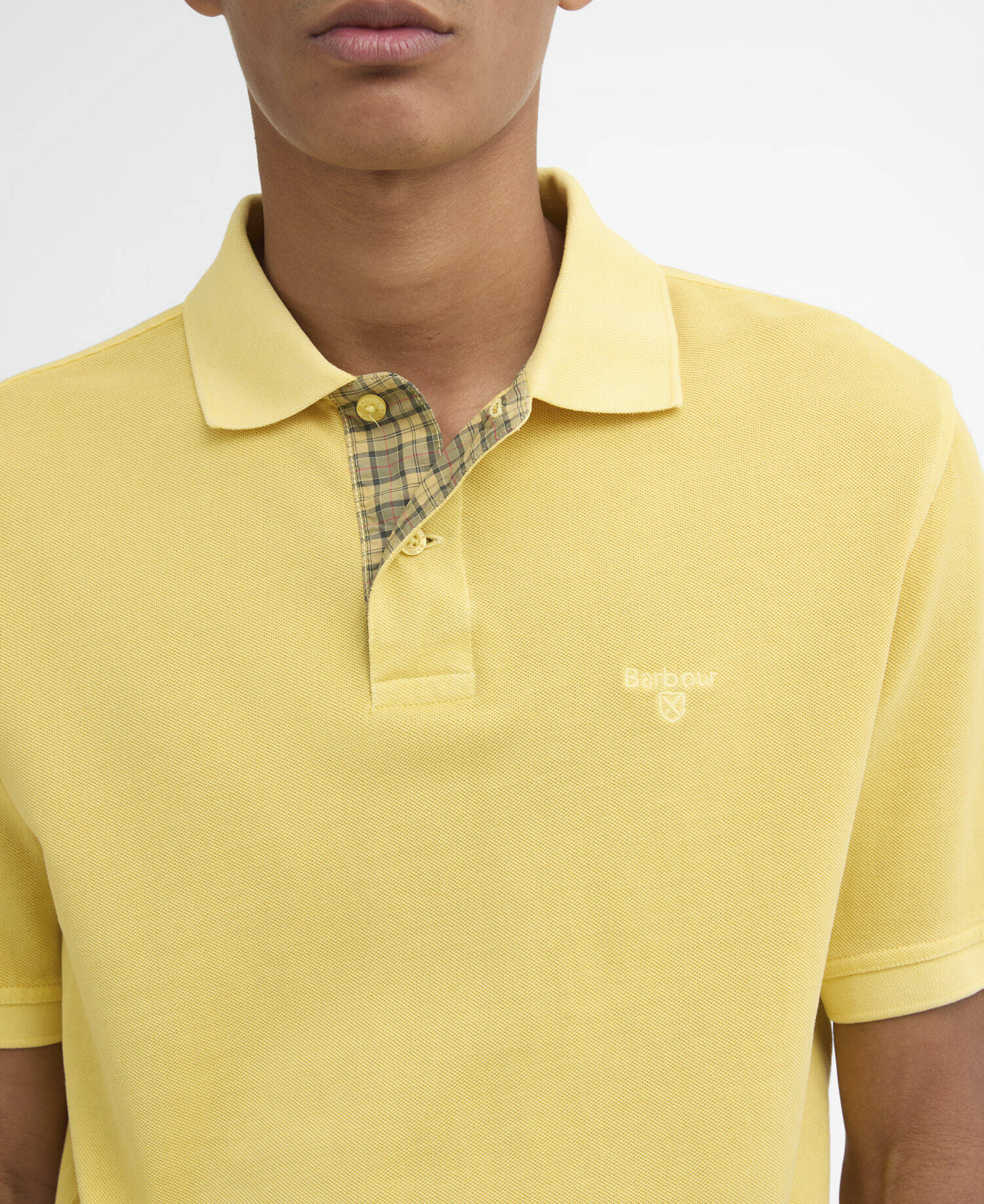 Poloshirt Washed Tartan Tailored Pique Washed Yellow image number 3