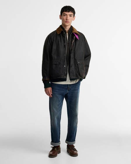 Paul Smith Loves Barbour Transport Windowpane Waxed Jacket Rustic/Bark