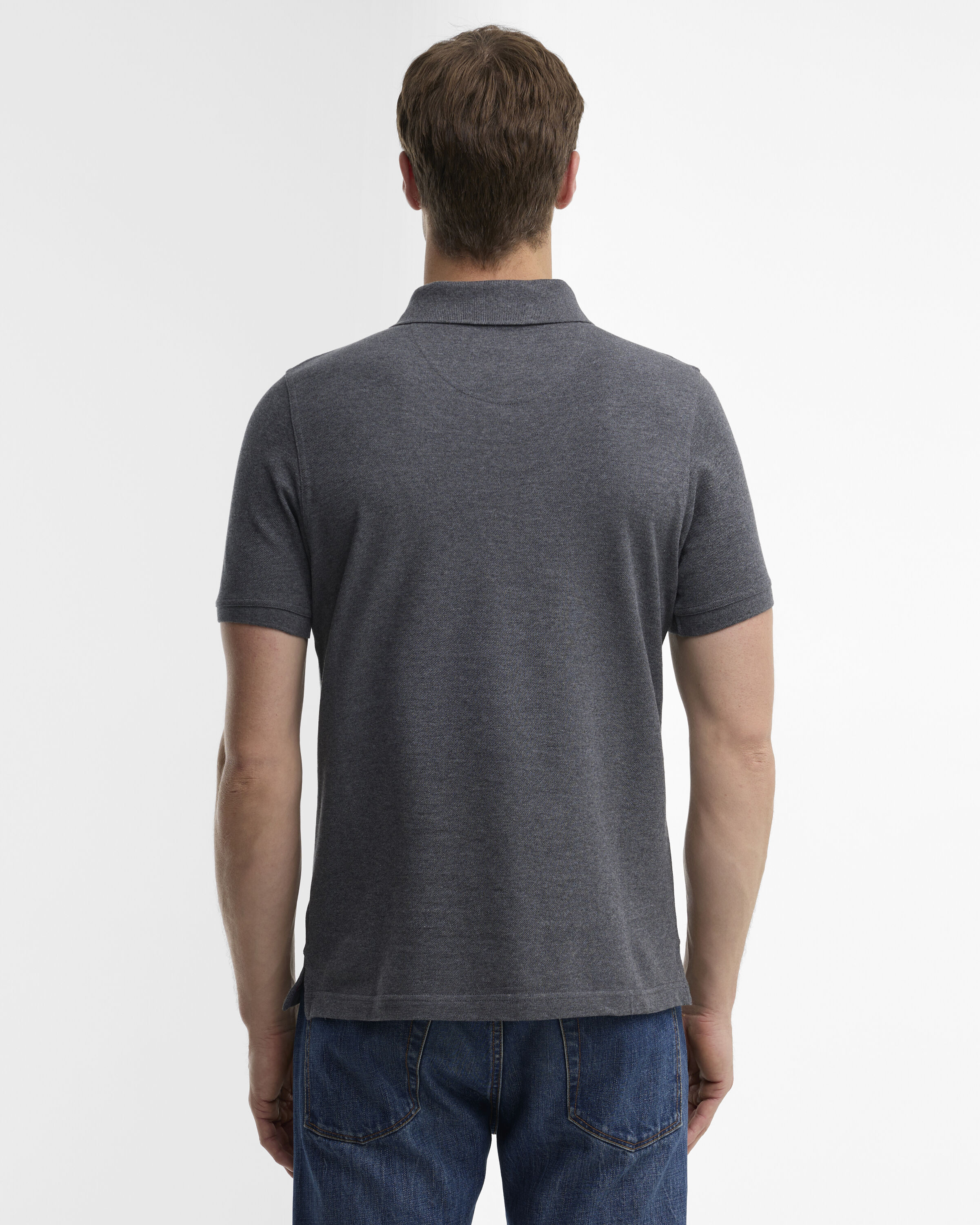Tartan Pique Polo Shirt Slate Marl