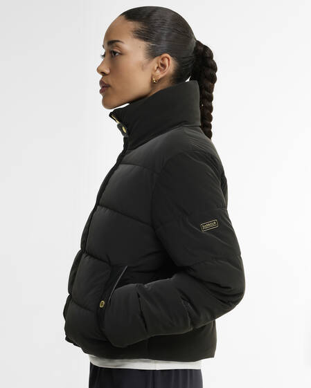 Halina Faux-Velvet Puffer Jacket Black