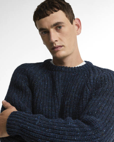 Barbour Wollpullover Scottish Made Donegal Rundhalsausschnitt Navy