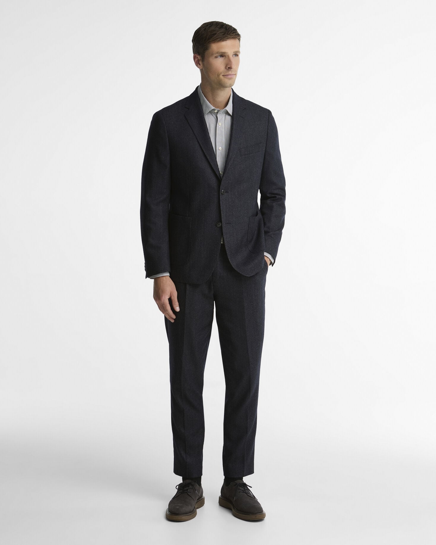 Barbour Hose Carlton Tailored aus Woll-Kaschmir-Mix Navy Marl