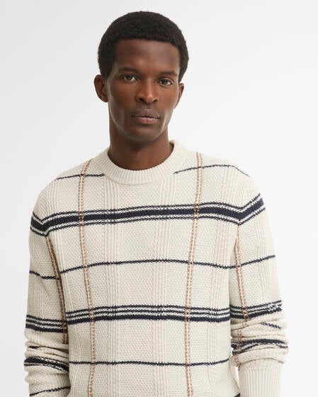 Fasey Cable-Knit Tartan Jumper Whisper White