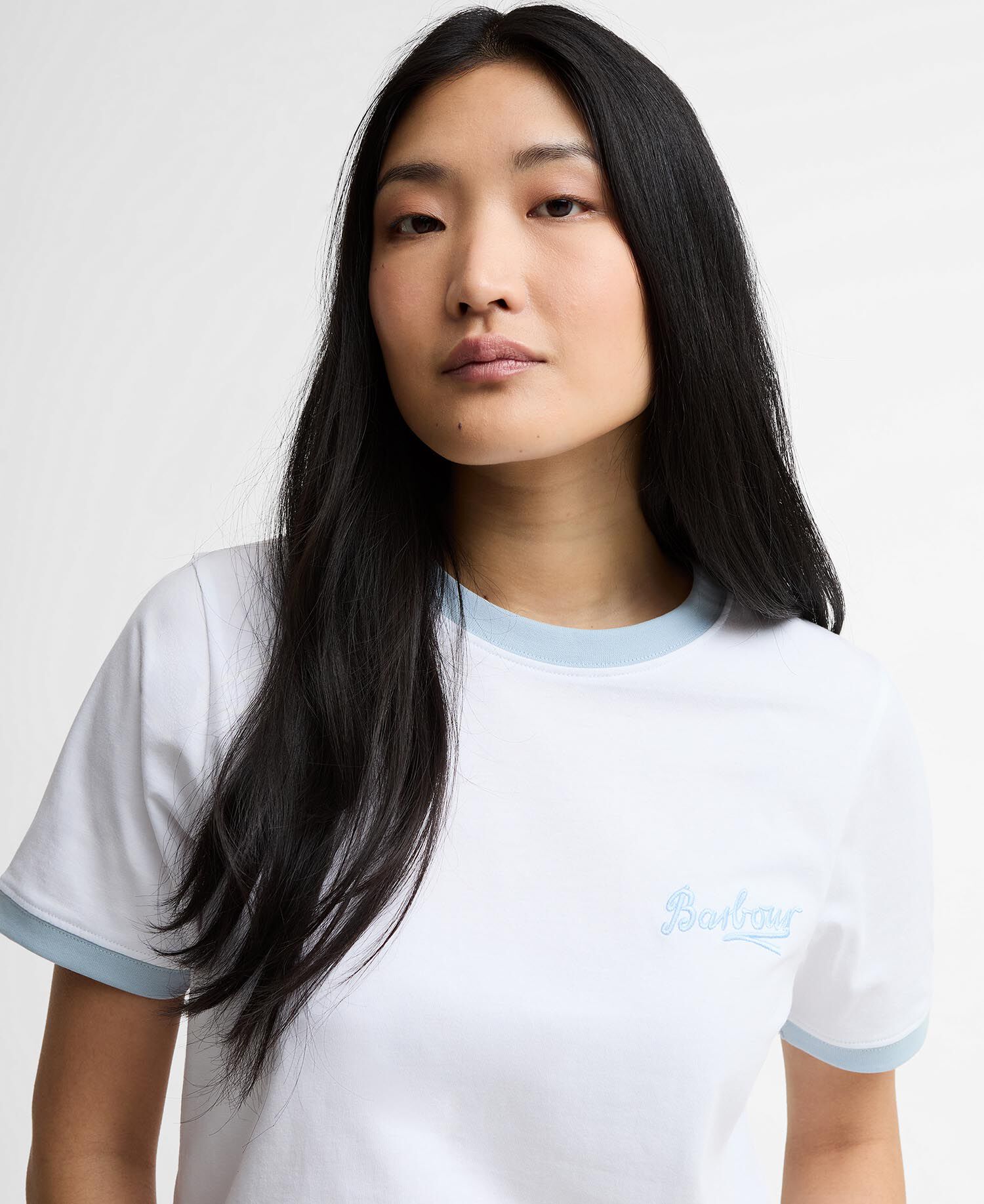 Madeline Tipped T-Shirt White/Celestial Blue