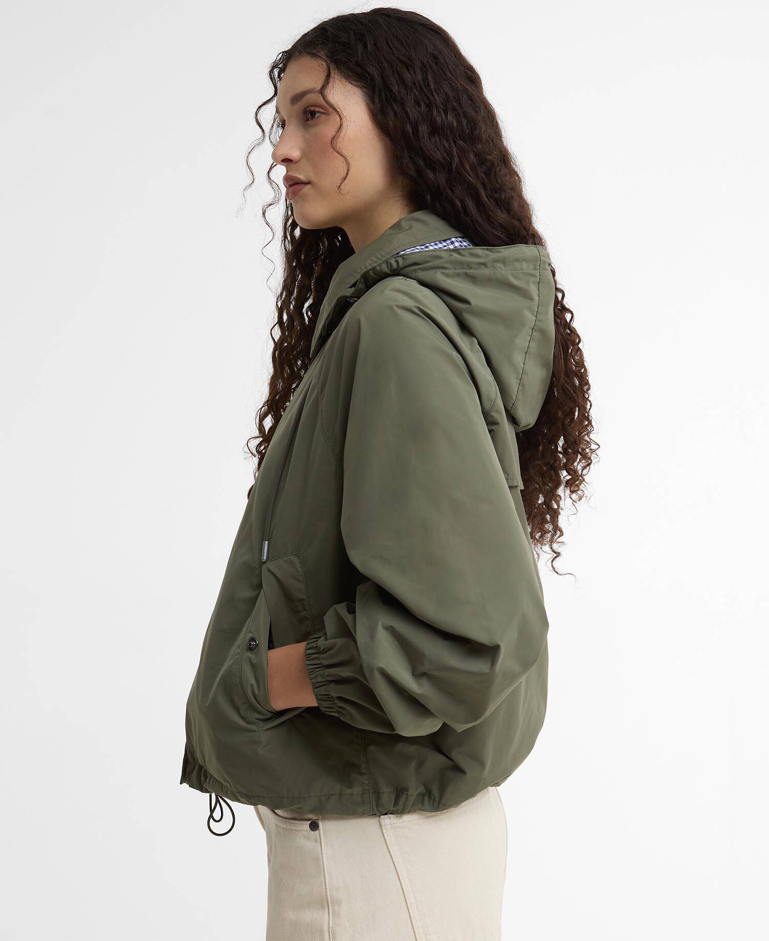 Paul Smith Loves Barbour Broomhill Showerproof Jacket Dusky Khaki/Navy/White Gingham image number 4