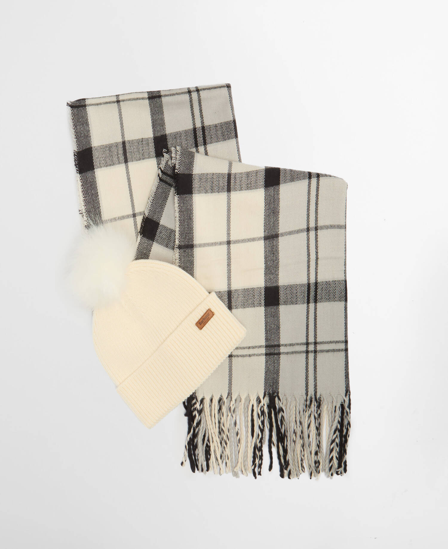 Dover Beanie & Hailes Scarf Gift Set Monochrome Tartan image number 0