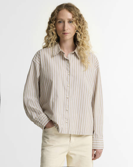 Barbour Hemd Fawne Striped Relaxed Fit Warm Trench Stripe