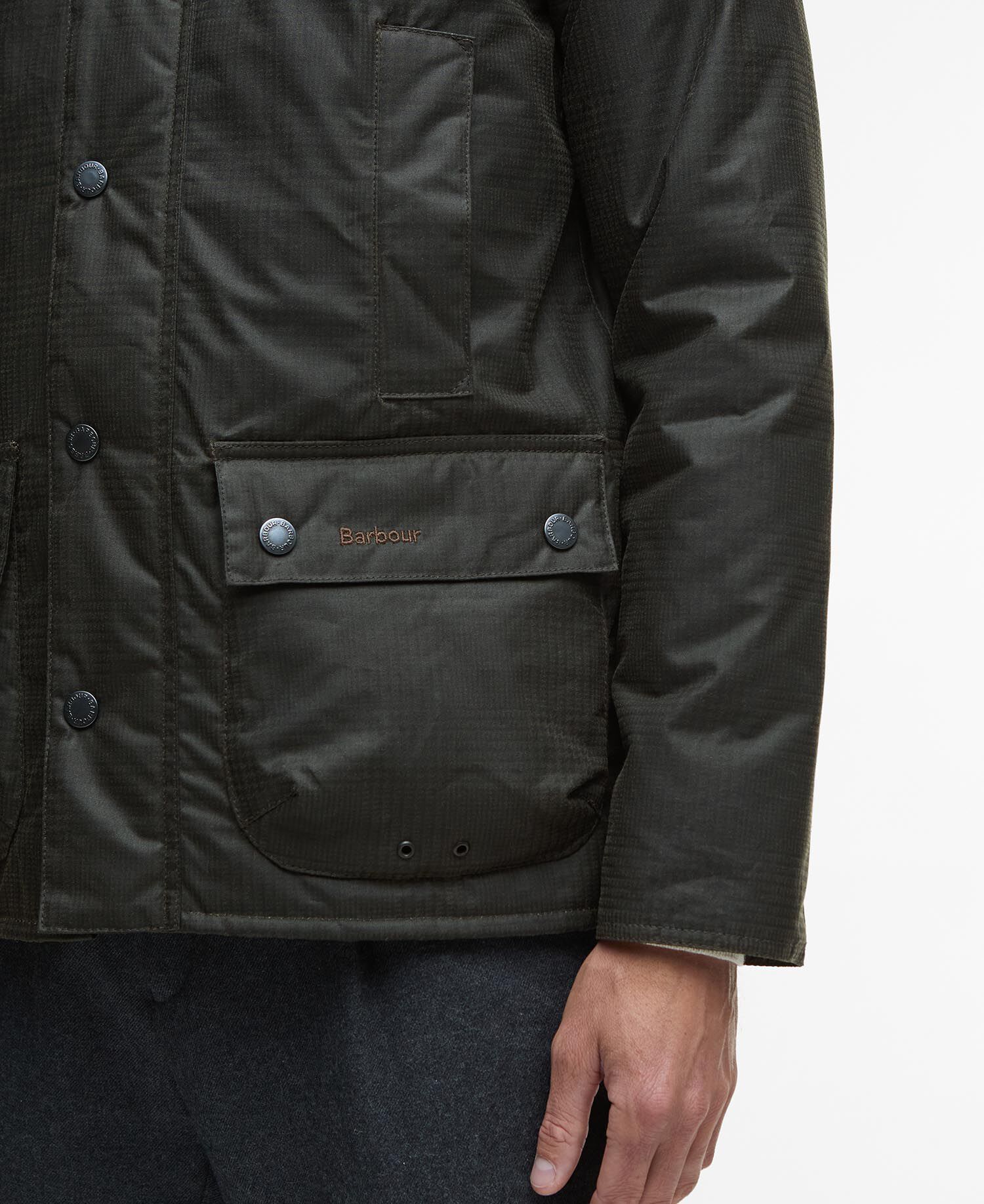 Wachsjacke Modern Beaufort Check Olive Check