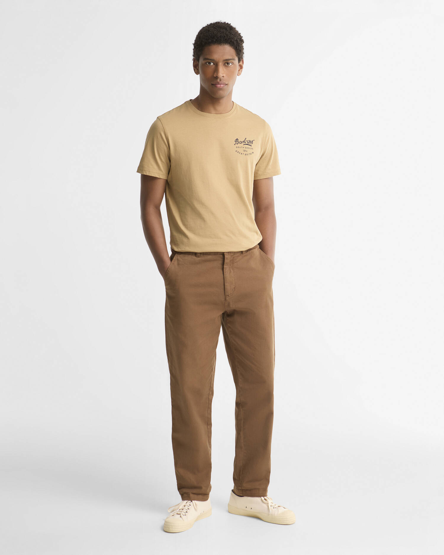 Washed Stretch Tailored Trousers Dark Sand image number 0