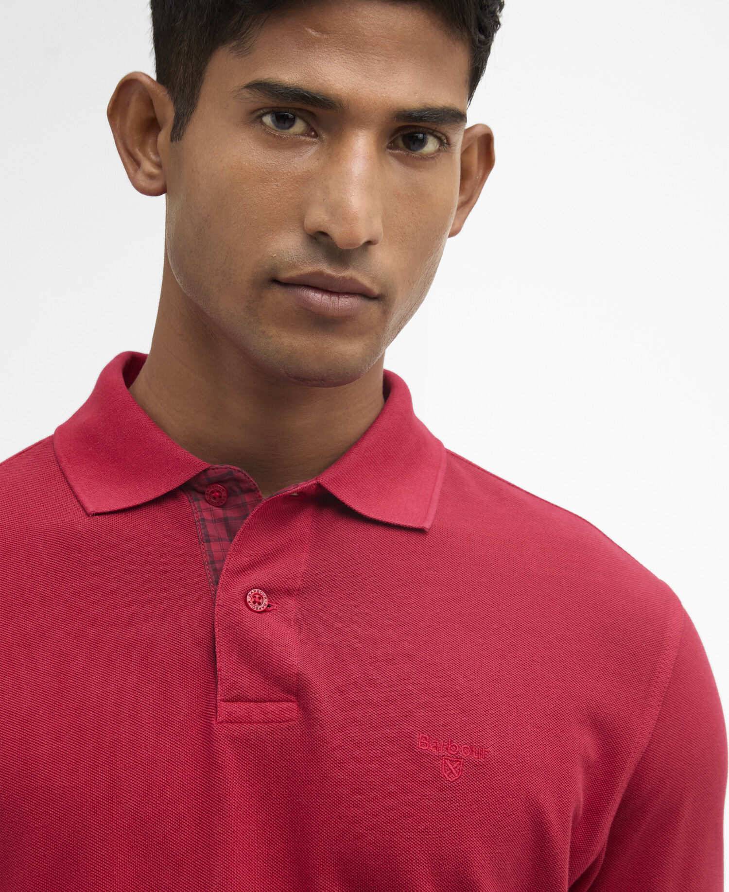 Poloshirt Washed Tartan Tailored Pique Washed Red