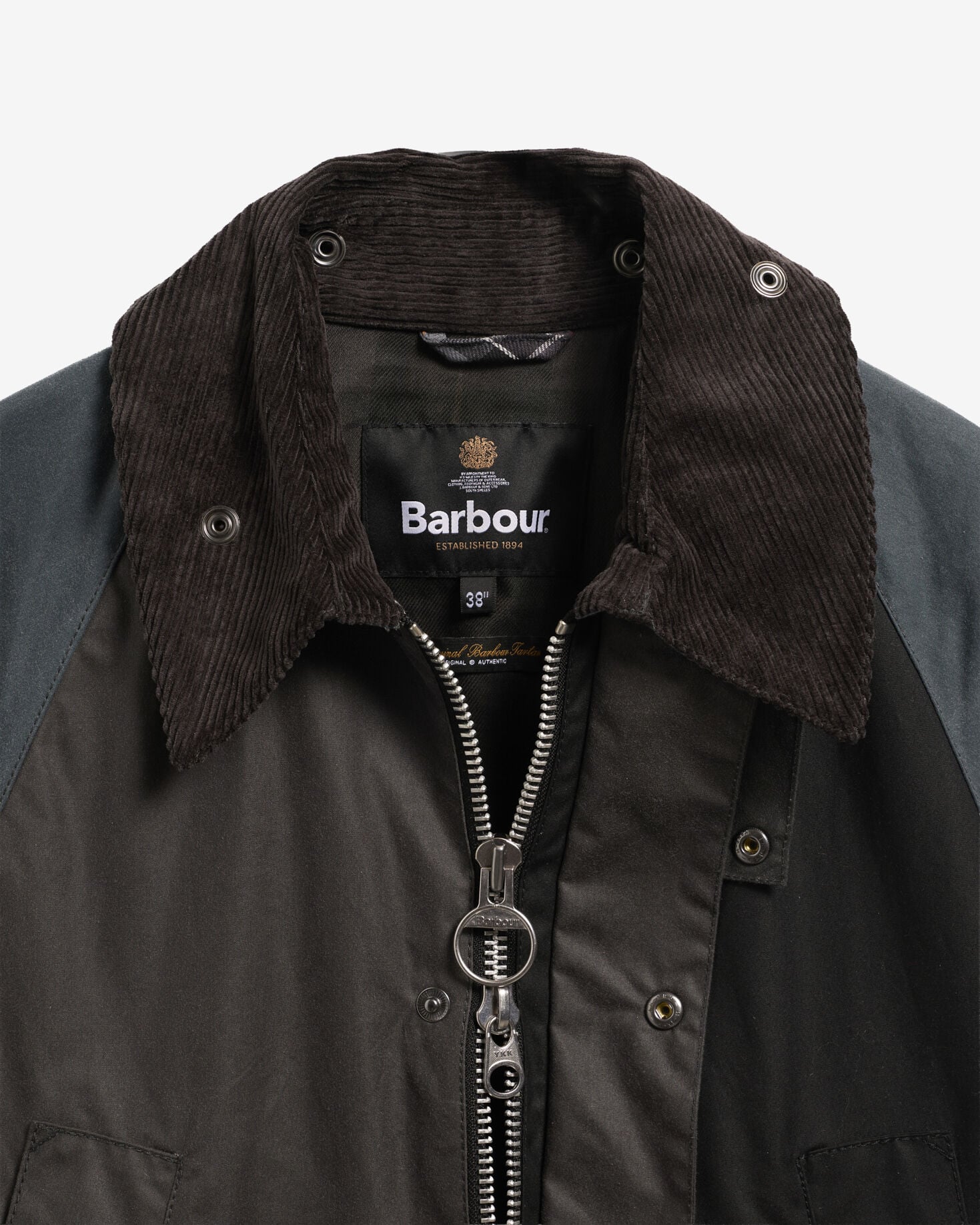 Patchwork Oversized Bedale Waxed Jacket Black Multi