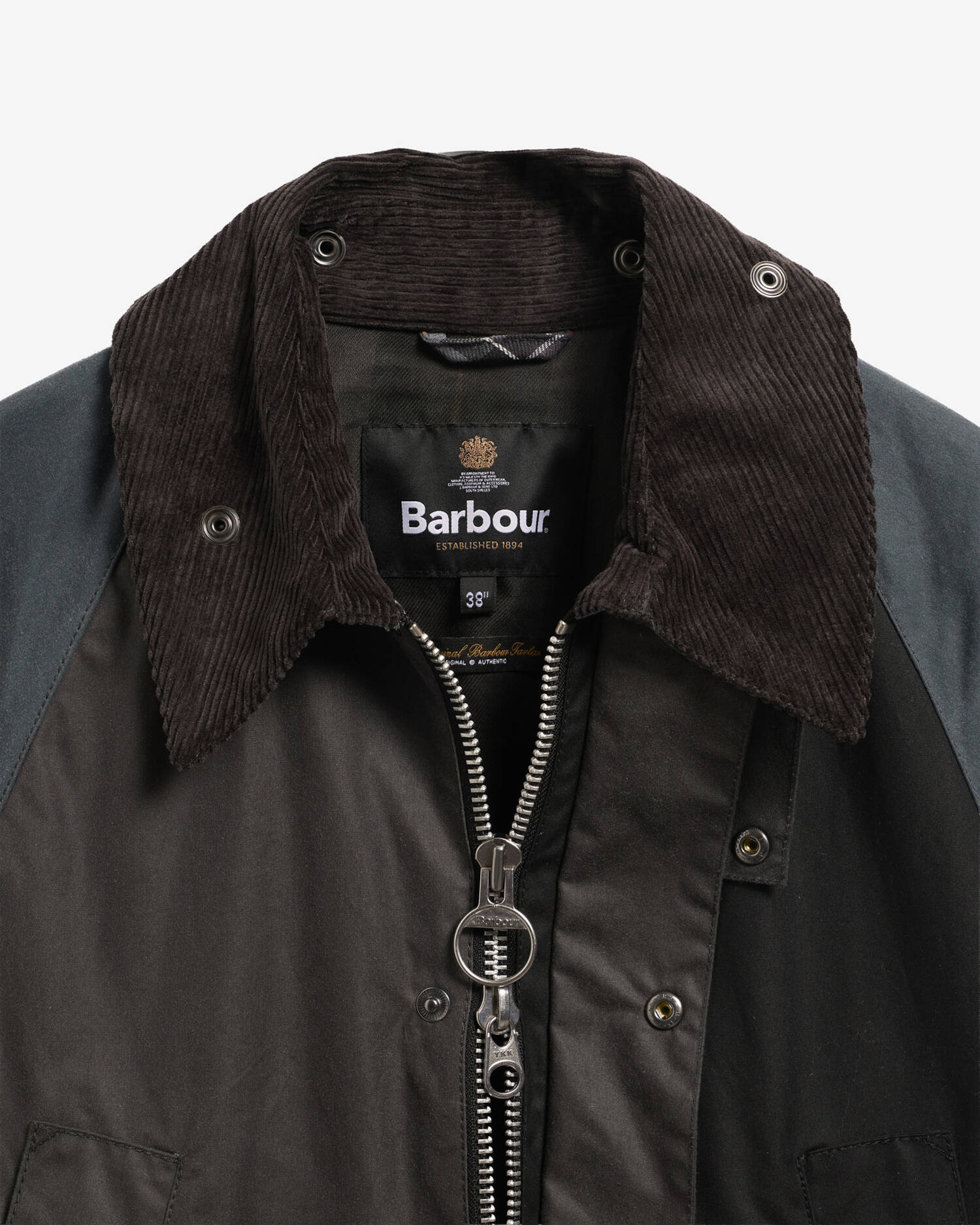 Patchwork Oversized Bedale Waxed Jacket Black Multi image number 7