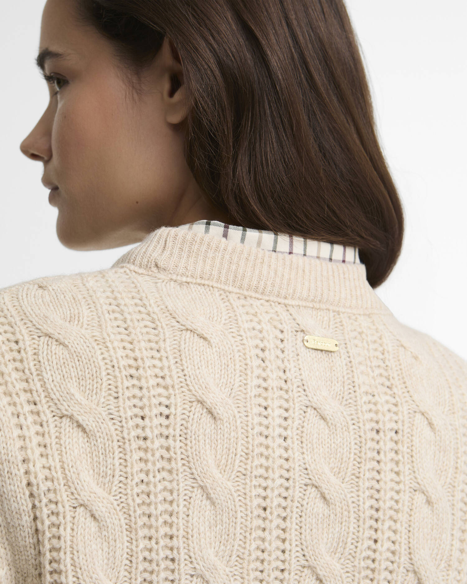 Barbour Pullover Joan Cropped Cable Knit Birch image number 4