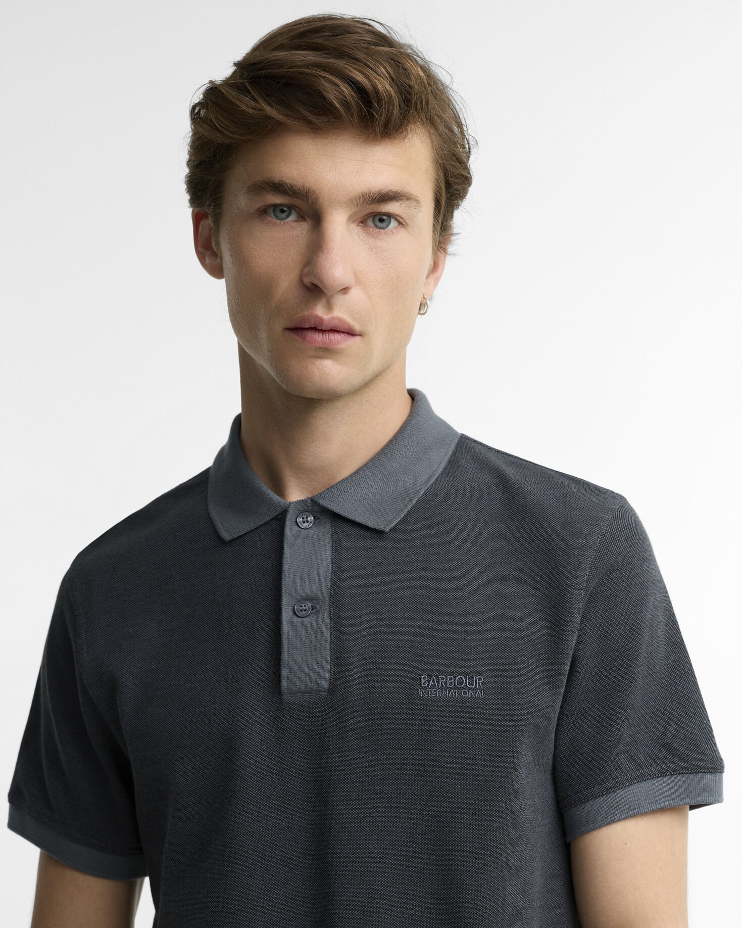 Morley Oxford Polo Shirt Black/Washed Charcoal
