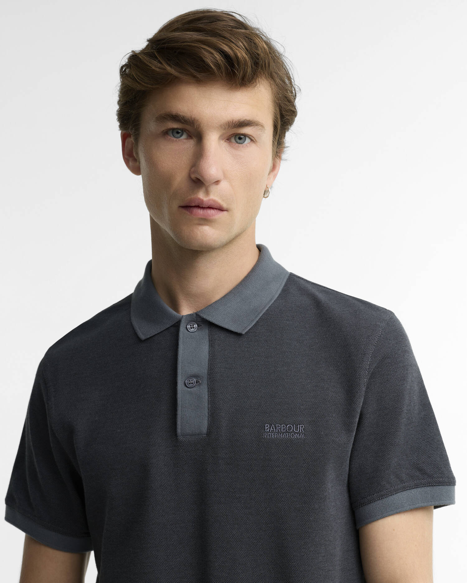 Morley Oxford Polo Shirt Black/Washed Charcoal image number 3