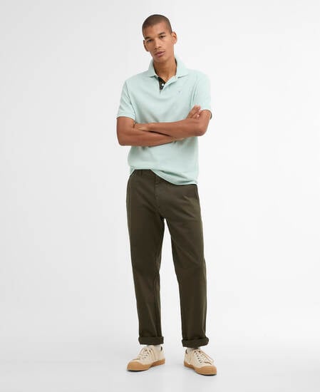 Tartan Pique Polo Shirt Mint Blue