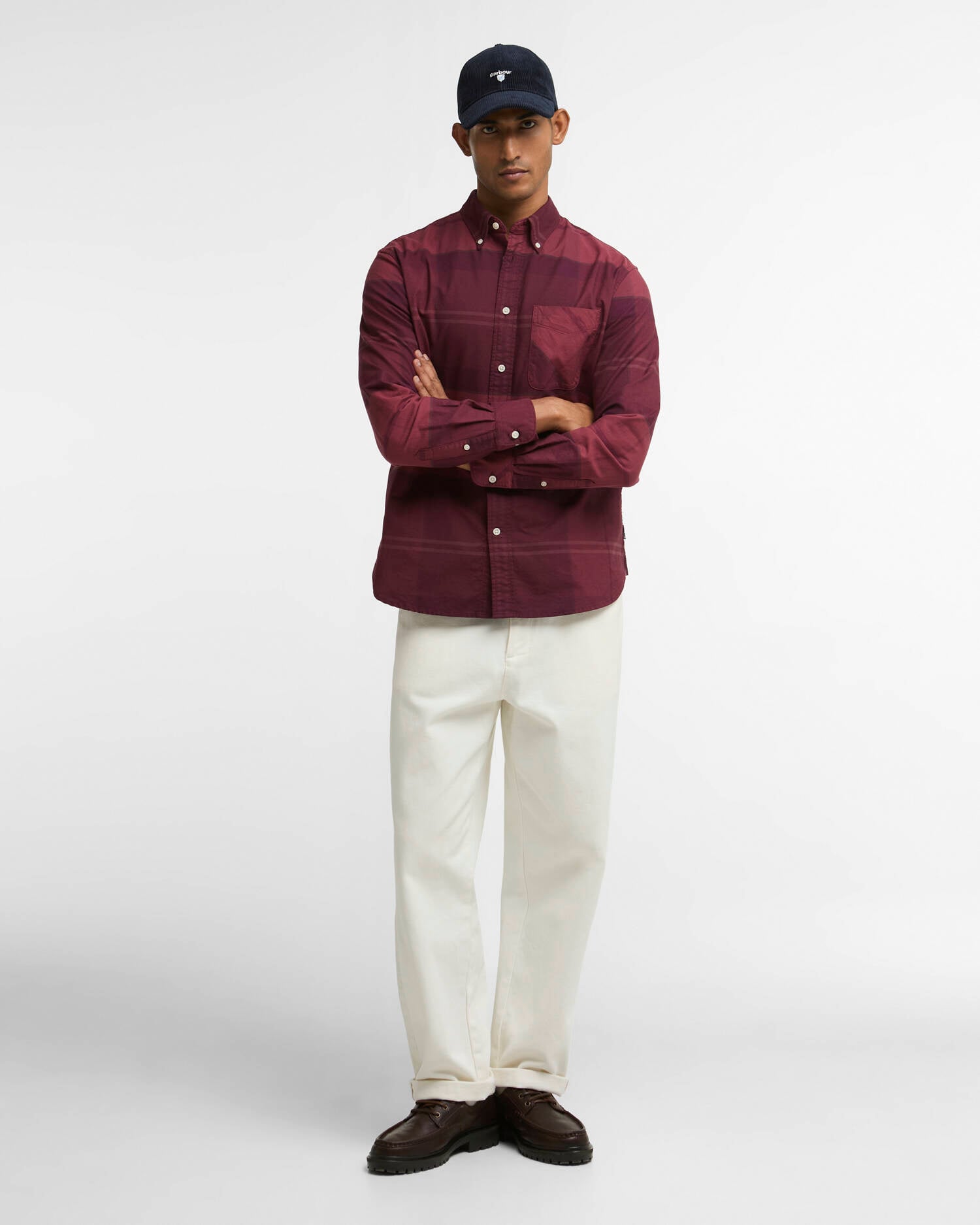 Mineral Tartan Dunoon Authentic-Fit Shirt Crimson Heather image number 1