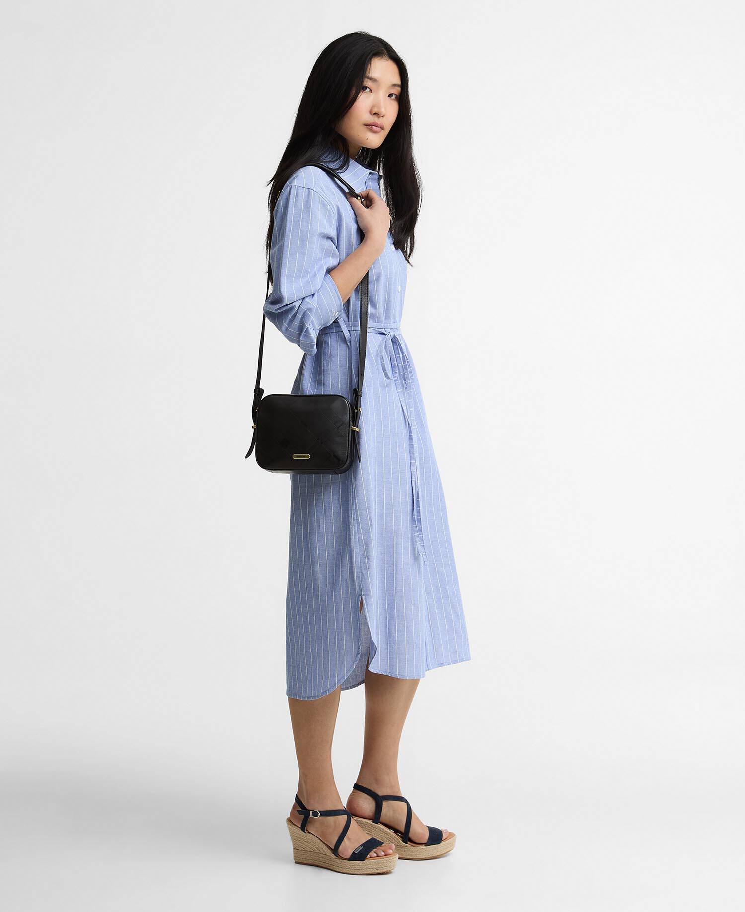 Avon Striped Shirt Dress Chambray/White Stripe image number 1