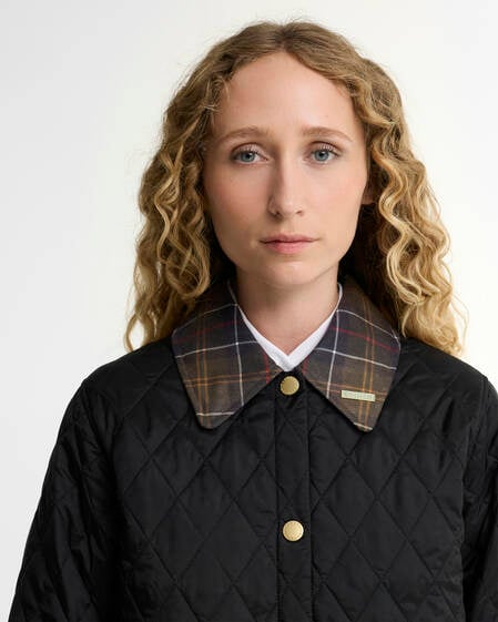 Giacca trapuntata Modern Liddesdale con colletto in tartan Icons Black/Classic