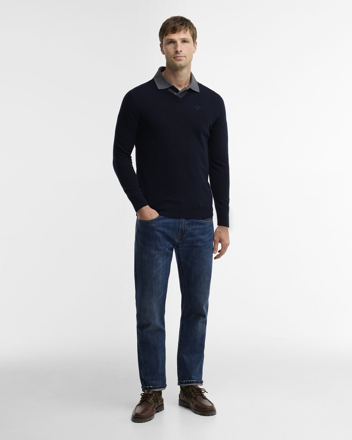 Essential V-Neck Jumper Classic Navy