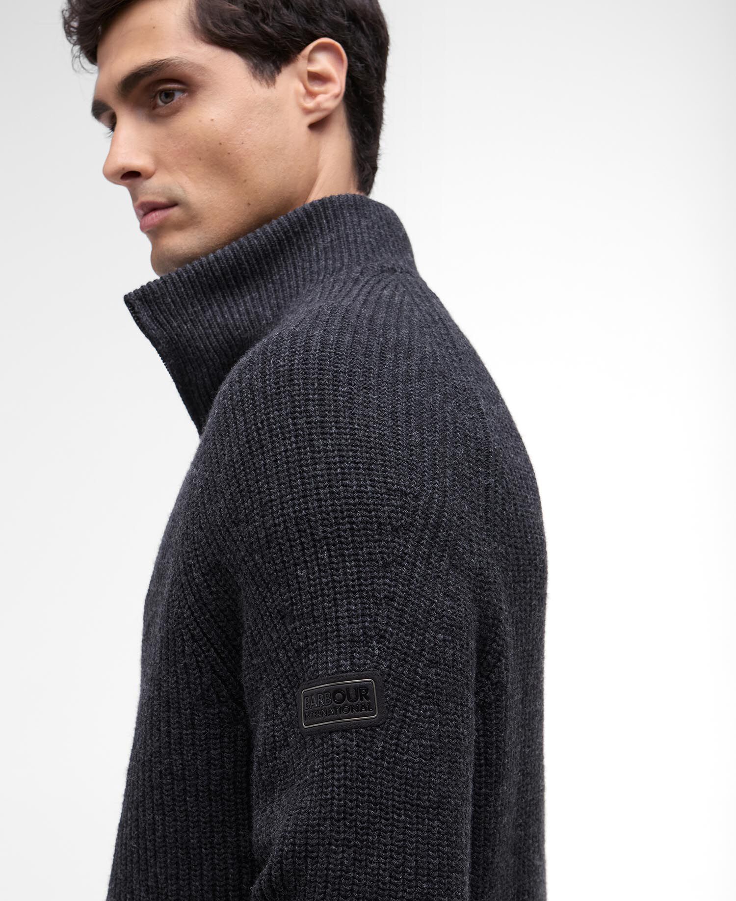 Maglione Chester con zip corta Charcoal Marl