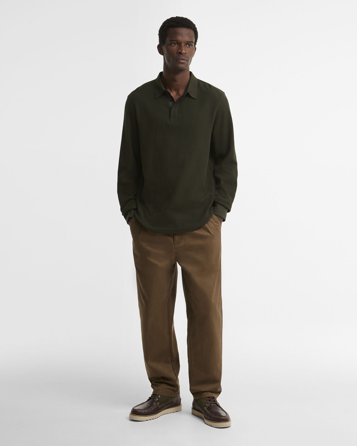 Barbour Langarm-Poloshirt Kentown Tailored Sage