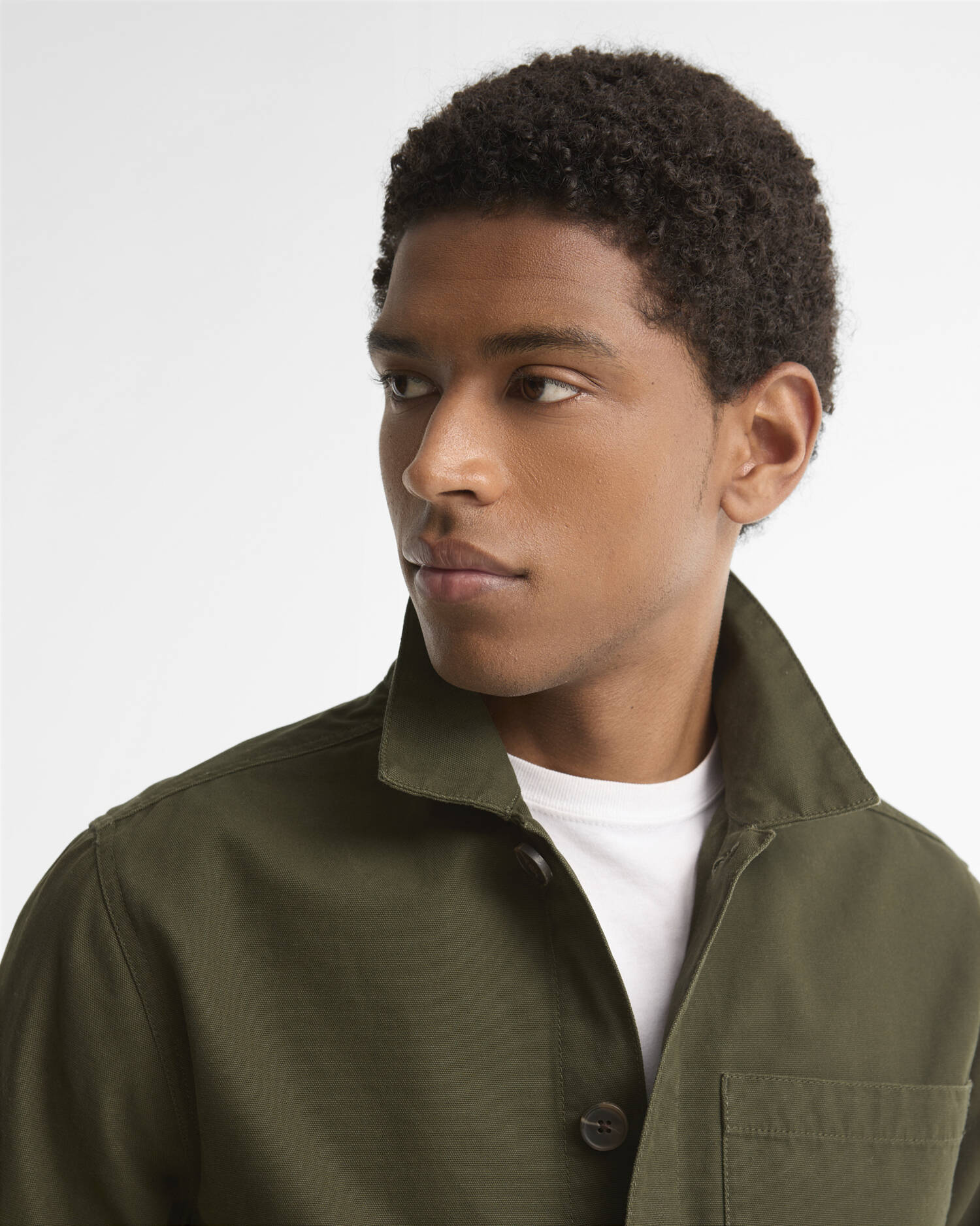 Tartan Trimmed Washed Overshirt Mushroom image number 3