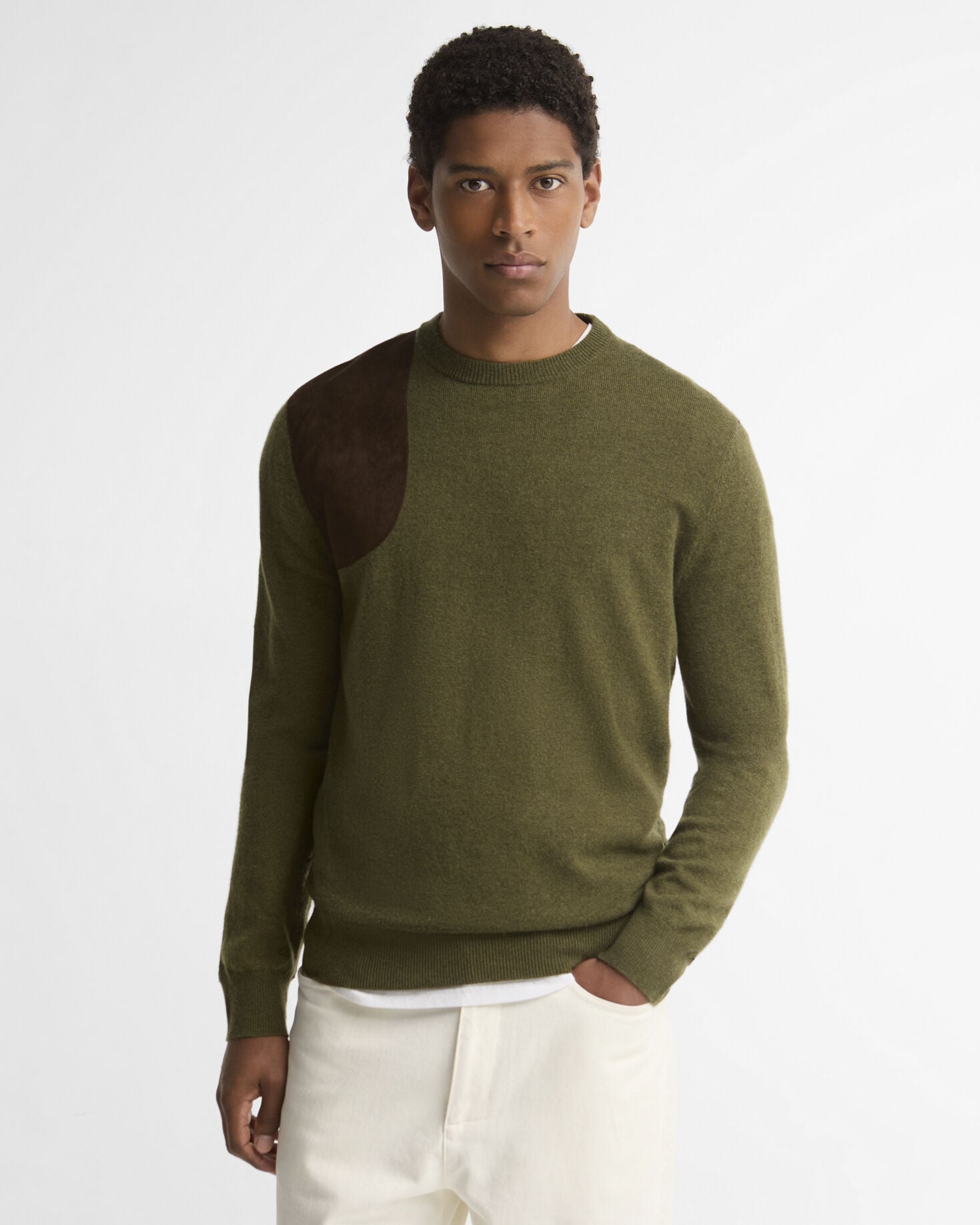 Barbour Pullover Whitworth Rundhalsausschnitt aus Woll-Kaschmir-Mix Sage