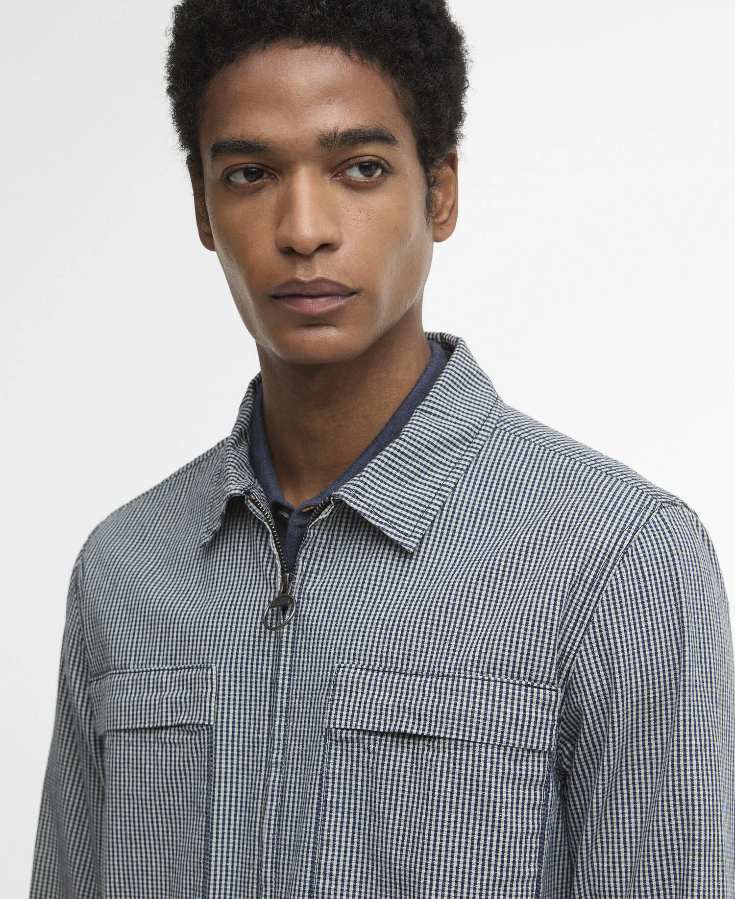 Willowburn Gingham Overshirt Navy image number 3