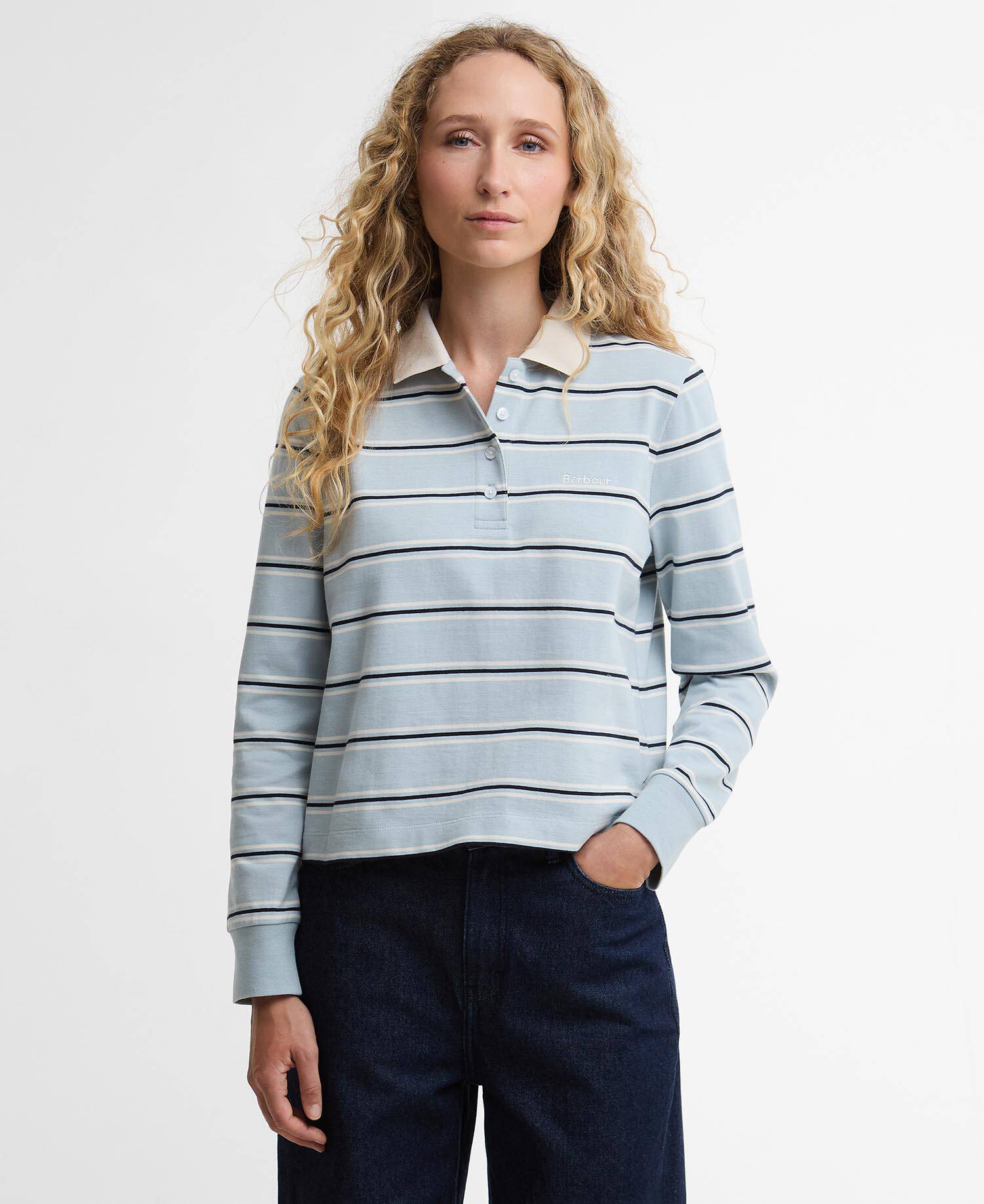 Ashwell Striped Rugby Shirt Celestial Blue Stripe image number 0