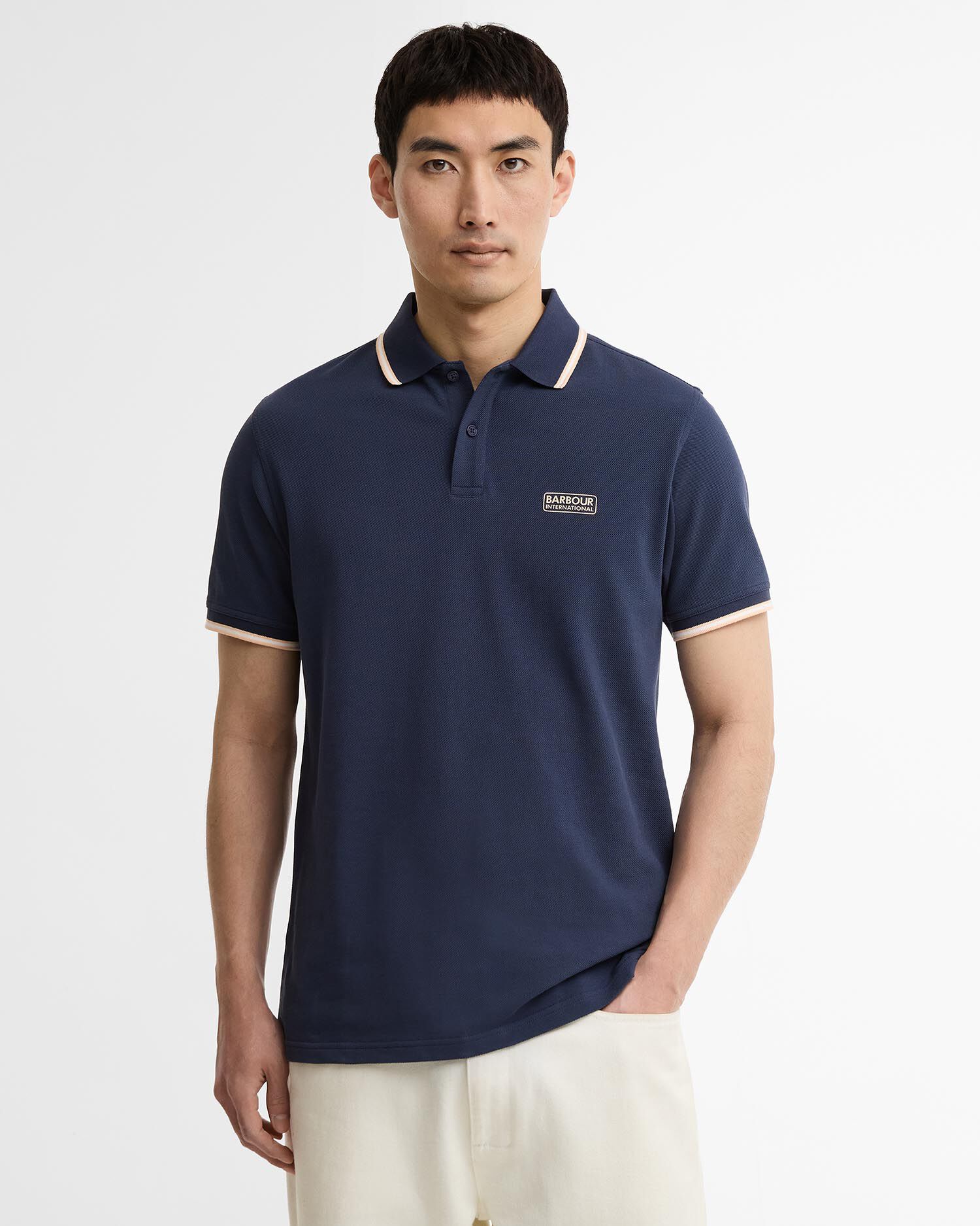 Evan Short-Sleeved Polo Shirt Oxford Navy