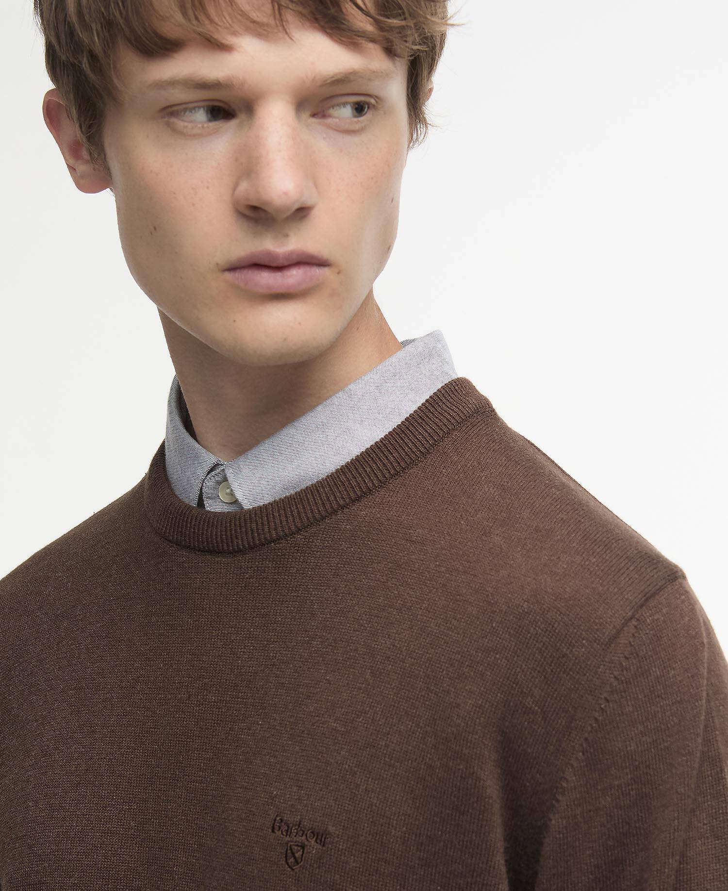 Maglione girocollo in cotone Pima Umber image number 3