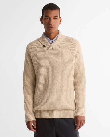 Barbour Wollpullover Essentials Fleck Pearl