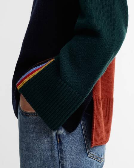 Paul Smith Loves Barbour Tyneside Wool-Blend Crew Neck Jumper Navy Multi