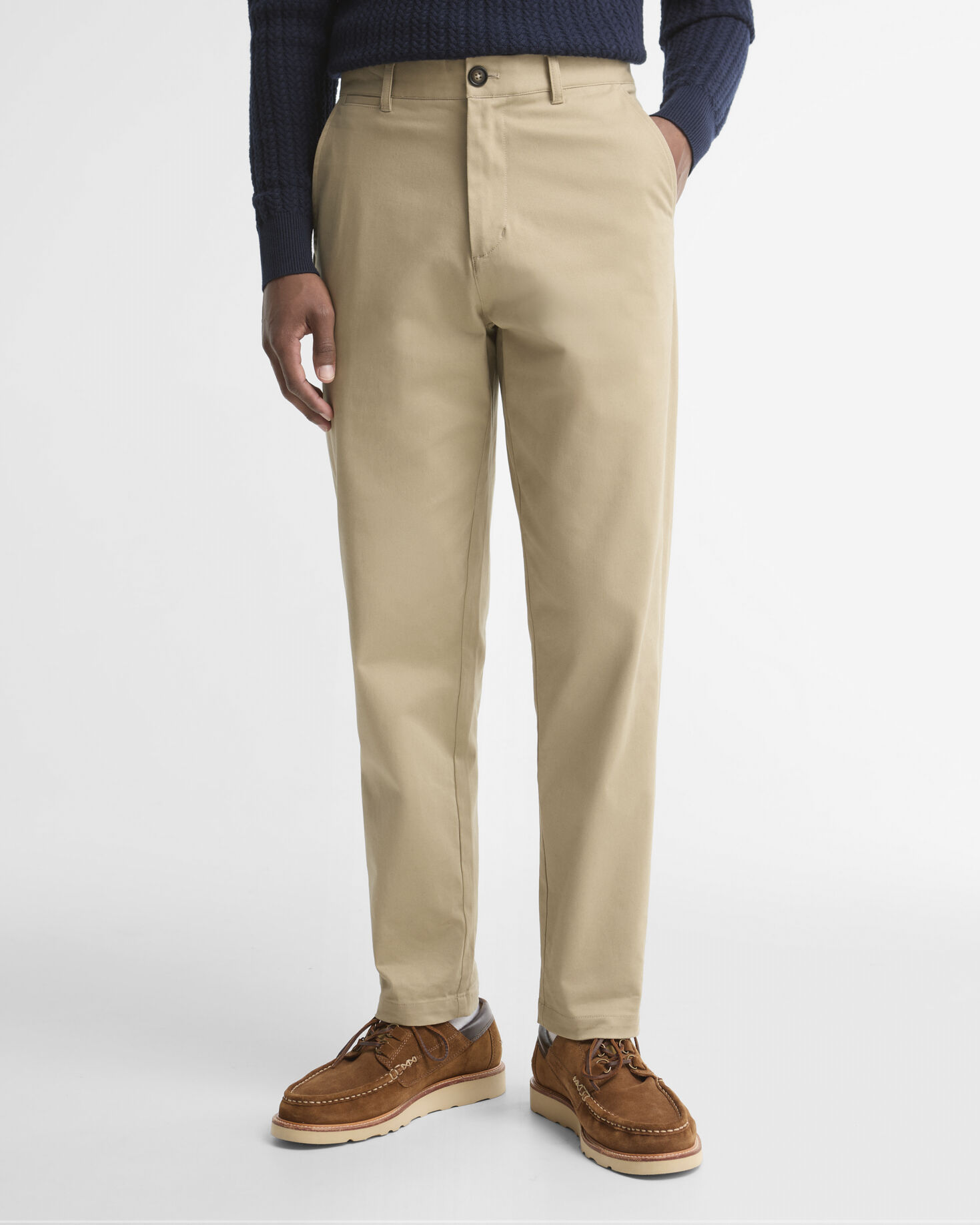 Suede Sateen Tailored Trousers Washed Stone