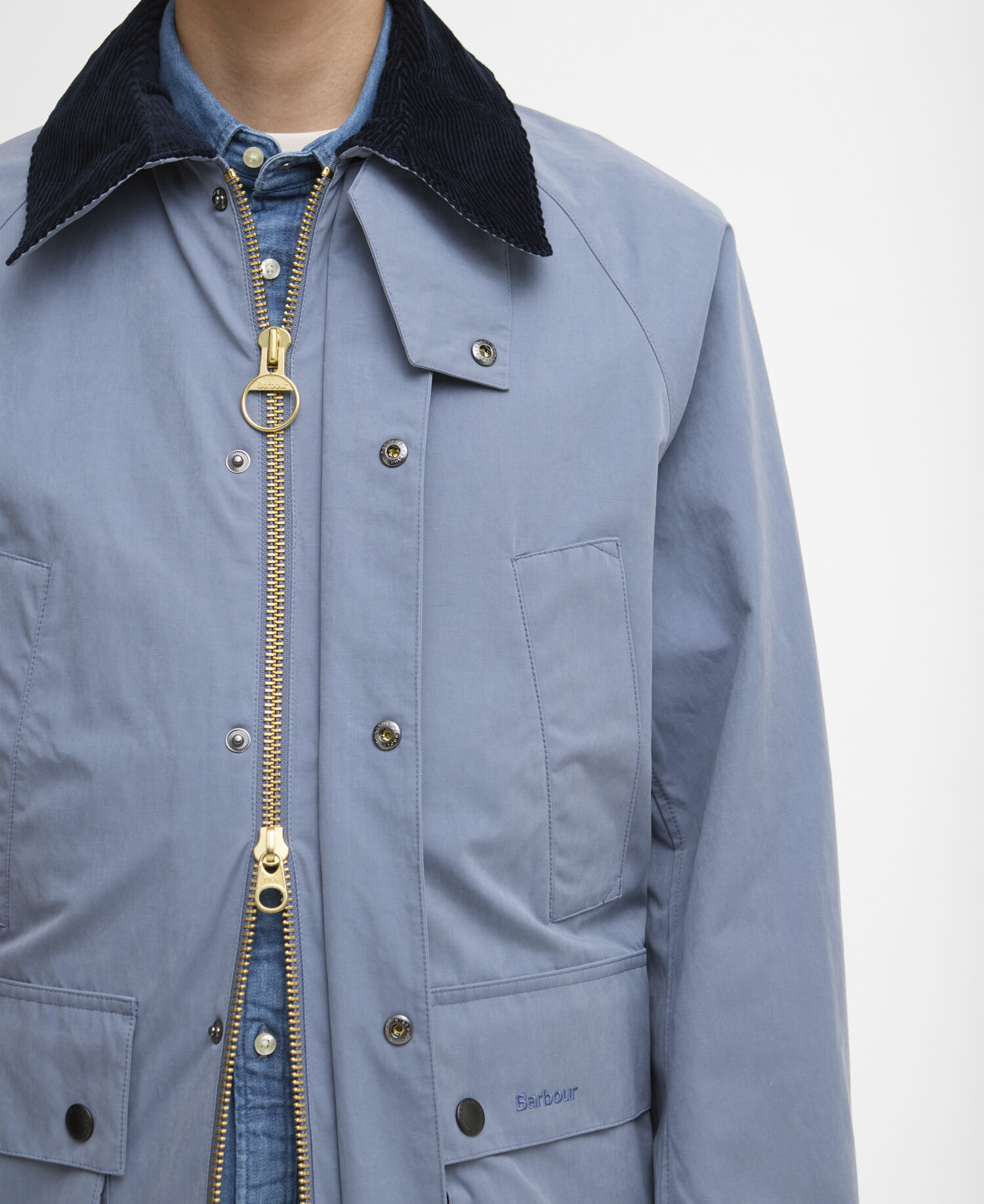 Peached Oversized Bedale Casual Jacket Washed Blue