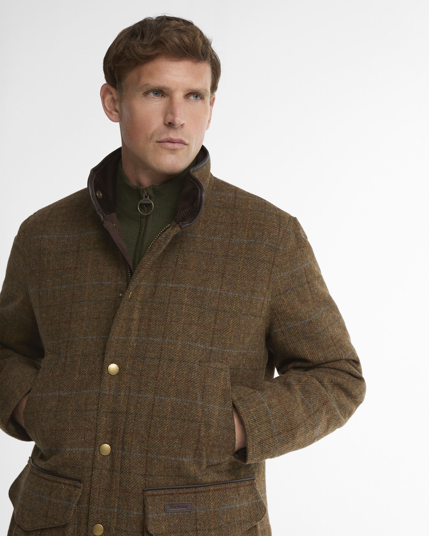 Hereford Tweed Wool Jacket Moss Green