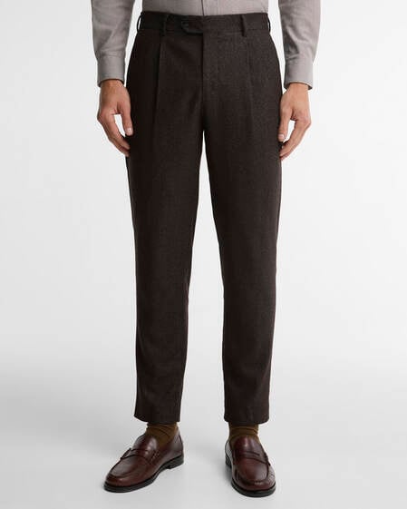 Barbour Hose Carlton Tailored aus Woll-Kaschmir-Mix Brown Marl